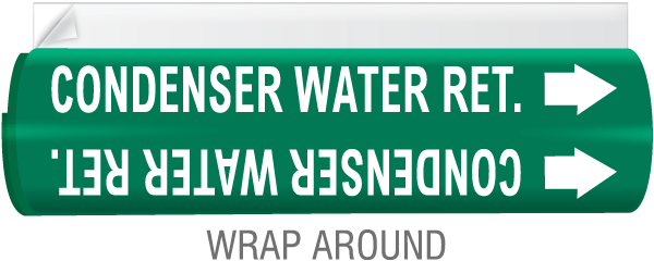 Condenser Water Ret. High Temp. Wrap Around & Strap-On Pipe Marker