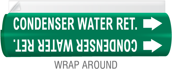 Condenser Water Ret. High Temp. Wrap Around & Strap On Pipe Marker