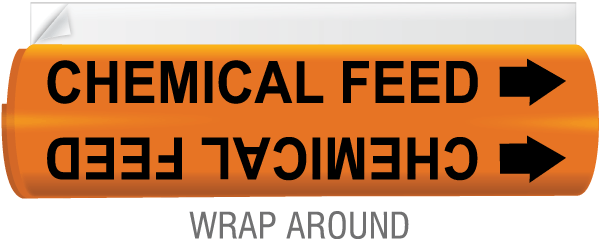 Chemical Feed High Temp. Wrap Around & Strap-On Pipe Marker
