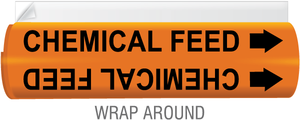Chemical Feed High Temp. Wrap Around & Strap On Pipe Marker