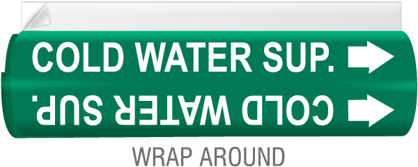 Cold Water Sup. High Temp. Wrap Around & Strap-On Pipe Marker