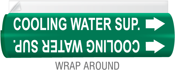 Cooling Water Sup. High Temp. Wrap Around & Strap On Pipe Marker