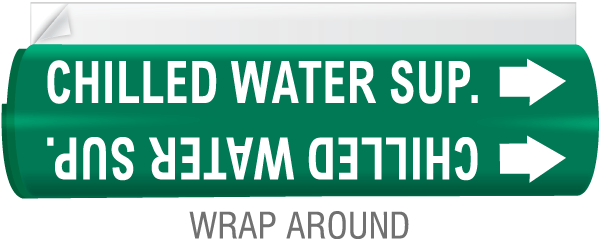 Chilled Water Sup. High Temp. Wrap Around & Strap-On Pipe Marker