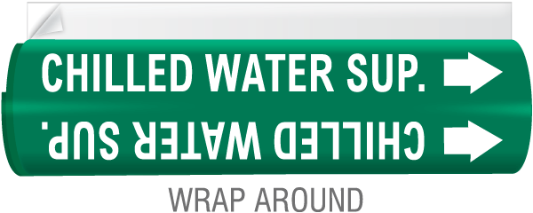 Chilled Water Sup. High Temp. Wrap Around & Strap On Pipe Marker