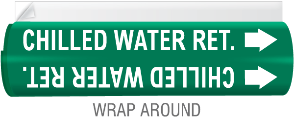 Chilled Water Ret. High Temp. Wrap Around & Strap-On Pipe Marker