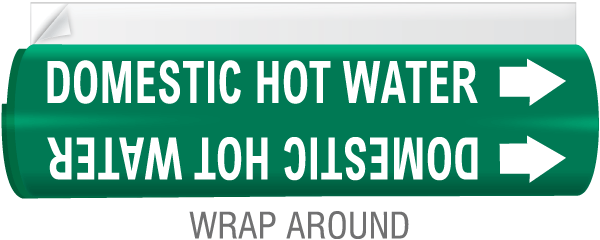 Domestic Hot Water High Temp. Wrap Around & Strap-On Pipe Marker