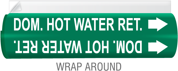 Dom. Hot Water Ret. High Temp. Wrap Around & Strap-On Pipe Marker