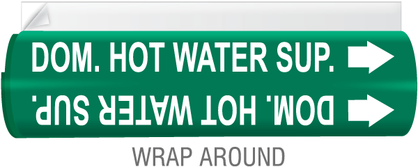 Dom. Hot Water Sup. High Temp. Wrap Around & Strap-On Pipe Marker