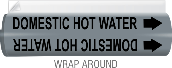 Domestic Hot Water High-Performance Wrap Around and Strap-On Pipe Marker