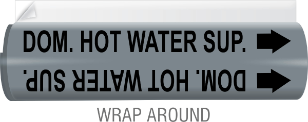 Dom. Hot Water Sup. High-Performance Wrap Around and Strap-On Pipe Marker