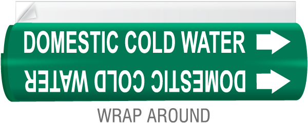 Domestic Cold Water High Temp. Wrap Around & Strap-On Pipe Marker