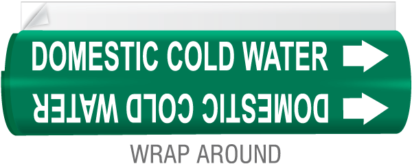 Domestic Cold Water High Temp. Wrap Around & Strap On Pipe Marker