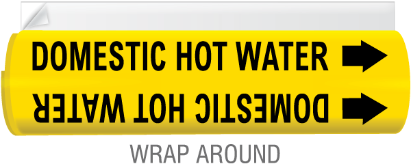 Domestic Hot Water High Temp. Wrap Around & Strap-On Pipe Marker