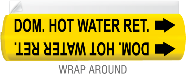 Dom. Hot Water Ret. High Temp. Wrap Around & Strap-On Pipe Marker