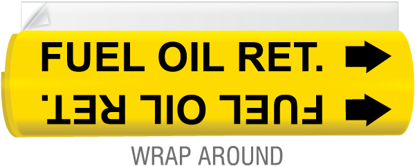 Fuel Oil Ret. High Temp. Wrap Around & Strap-On Pipe Marker