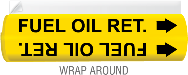 Fuel Oil Ret. High Temp. Wrap Around & Strap On Pipe Marker