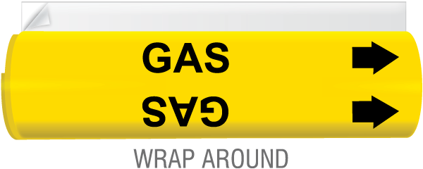 Gas High Temp. Wrap Around & Strap On Pipe Marker