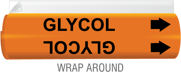 Glycol High Temp. Wrap Around & Strap On Pipe Marker