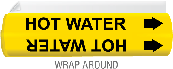 Hot Water High Temp. Wrap Around & Strap-On Pipe Marker