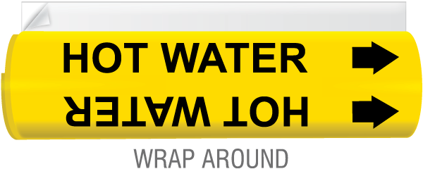 Hot Water High Temp. Wrap Around & Strap On Pipe Marker