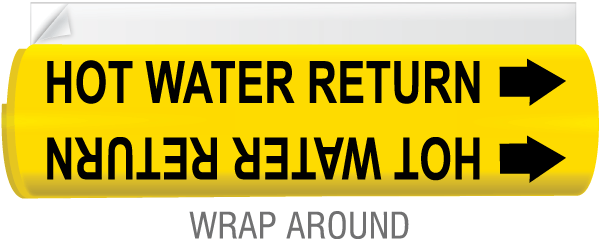 Hot Water Return High Temp. Wrap Around & Strap-On Pipe Marker