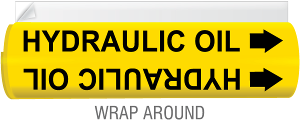 Hydraulic Oil High Temp. Wrap Around & Strap-On Pipe Marker