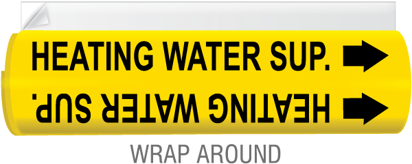 Heating Water Sup. High Temp. Wrap Around & Strap-On Pipe Marker