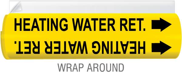 Heating Water Sup. High Temp. Wrap Around & Strap-On Pipe Marker