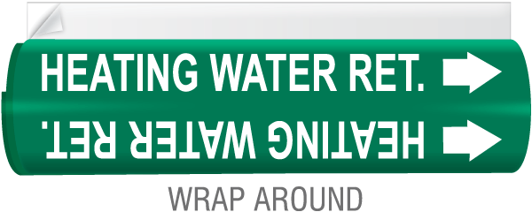 Heating Water Ret. High Temp. Wrap Around & Strap On Pipe Marker
