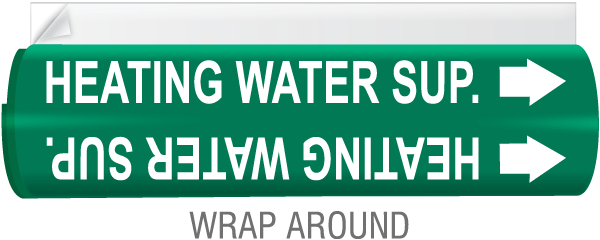 Heating Water Ret. High Temp. Wrap Around & Strap-On Pipe Marker