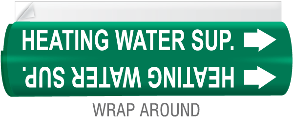 Heating Water Ret. High Temp. Wrap Around & Strap On Pipe Marker