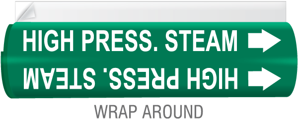 High Press. Steam High Temp. Wrap Around & Strap-On Pipe Marker