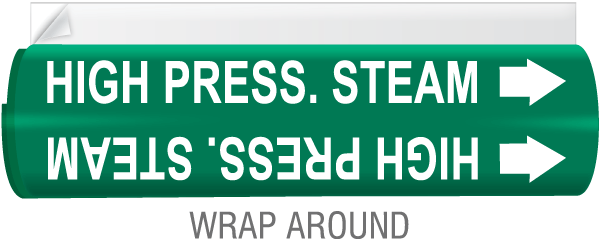 High Press. Steam High Temp. Wrap Around & Strap On Pipe Marker