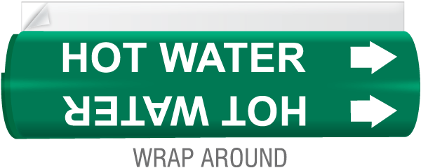 Hot Water High Temp. Wrap Around & Strap-On Pipe Marker