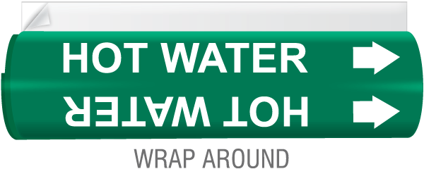 Hot Water High Temp. Wrap Around & Strap On Pipe Marker