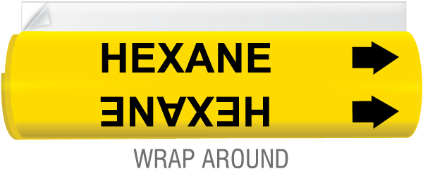 Hexane High Temp. Wrap Around & Strap-On Pipe Marker