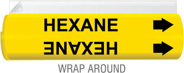 Hexane High Temp. Wrap Around & Strap On Pipe Marker