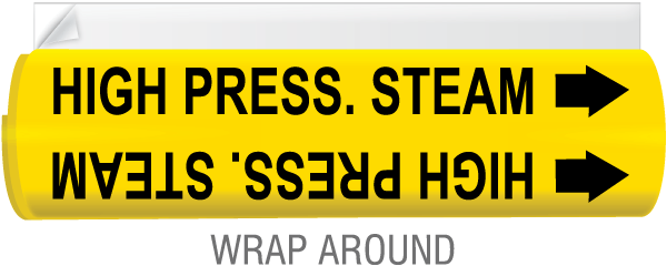 High Press. Steam High Temp. Wrap Around & Strap-On Pipe Marker