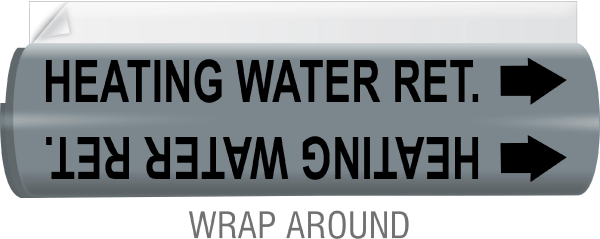 Heating Water Ret. High-Performance Wrap Around and Strap-On Pipe Marker