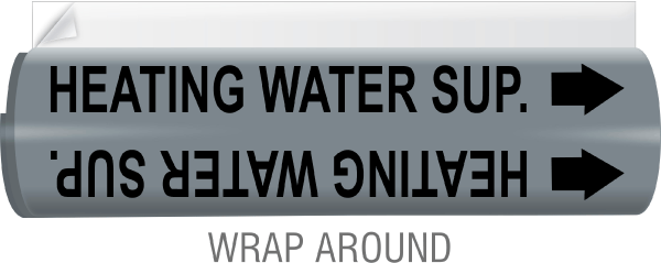Heating Water Sup. High-Performance Wrap Around and Strap-On Pipe Marker