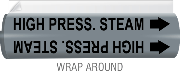 High Press. Steam High-Performance Wrap Around and Strap-On Pipe Marker