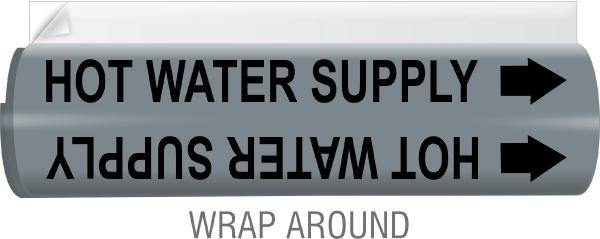 Hot Water Supply High-Performance Wrap Around and Strap-On Pipe Marker