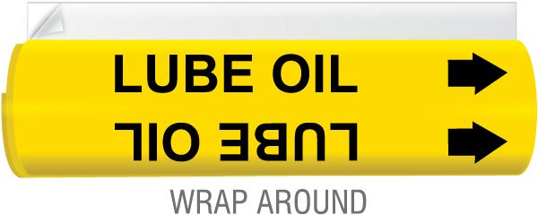Lube Oil High Temp. Wrap Around & Strap-On Pipe Marker