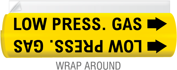 Low Press. Gas High Temp. Wrap Around & Strap-On Pipe Marker