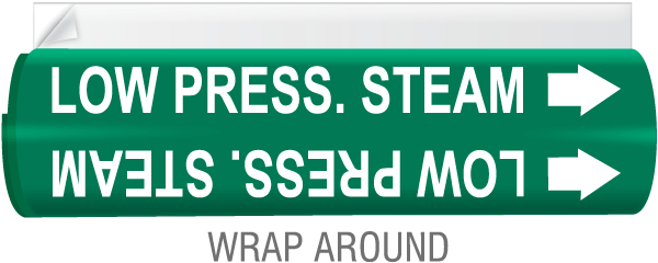 Low Press. Steam High Temp. Wrap Around & Strap-On Pipe Marker