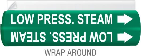 Low Press. Steam High Temp. Wrap Around & Strap On Pipe Marker