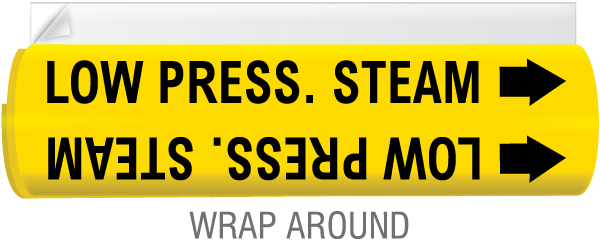 Low Press. Steam High Temp. Wrap Around & Strap On Pipe Marker