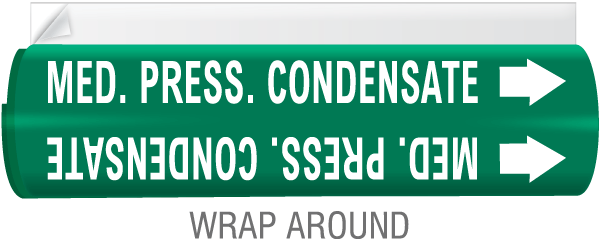 Med Press Condensate High Temp. Wrap Around & Strap-On Pipe Marker
