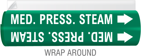 Med. Press. Steam High Temp. Wrap Around & Strap-On Pipe Marker