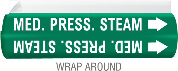 Med. Press. Steam High Temp. Wrap Around & Strap On Pipe Marker